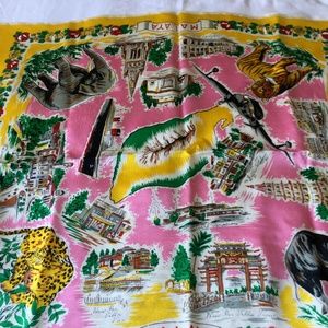 Vintage style souvenir map scarf, unknown fabric